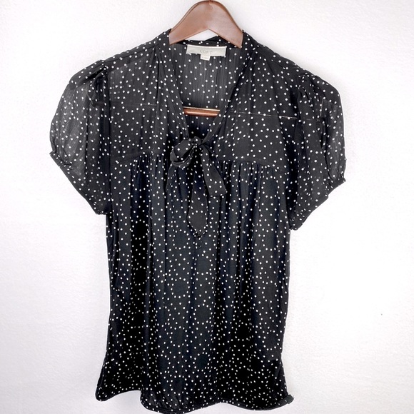 Ann Taylor the LOFT circular polka dot top - Picture 6 of 9